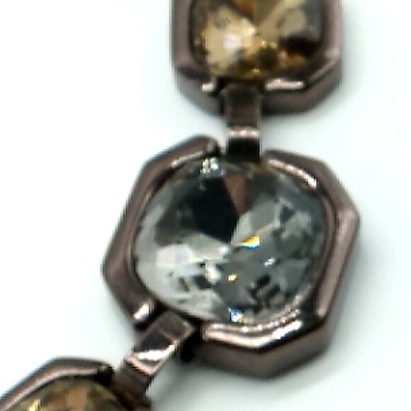 Dana Buchman Statement Necklace Faceted Octagon Crystals Gunmetal Chain NWOT - Picture 11 of 12